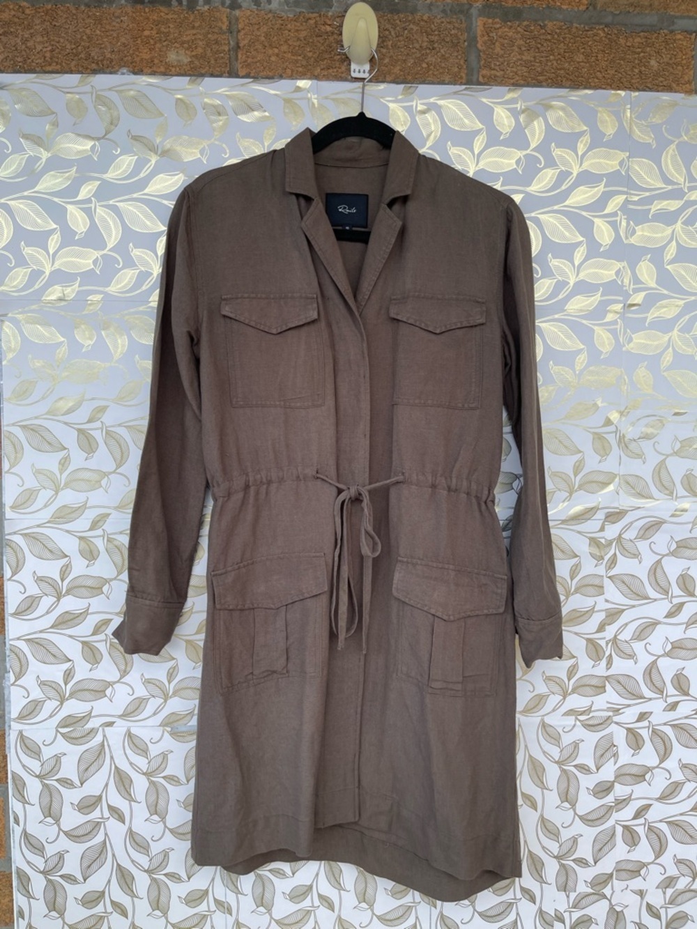 Rails Carmen Utility Linen Dress Army Green XS Safari Military Utilitycore